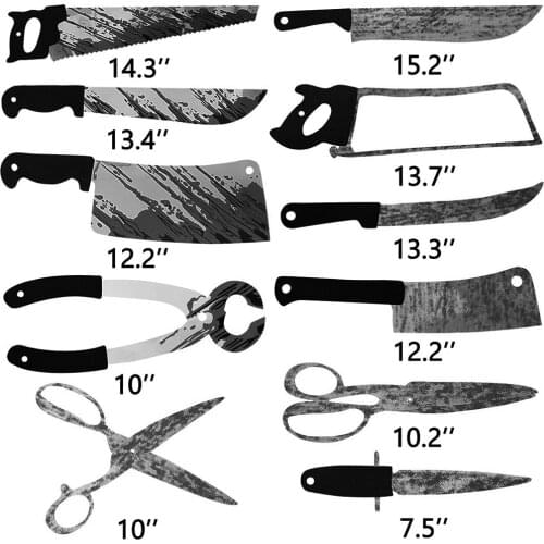 1 set Halloween Plastic Blood Knife Tools Sets Horror Spooky Haunted House Hanging Knife Garland Banner Halloween Decoration