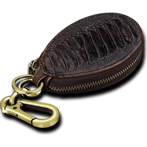 100% Genuine Leather Key Wallet Men Car Key Holder Zipper Keys Case Top Quality Male Man Housekeeper Keys Organizer