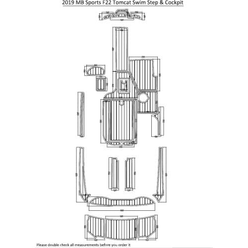 2019 MB Sports F22 Tomcat Swim Step & Cockpit Pad Boat EVA Teak Decking 1/4" 6mm