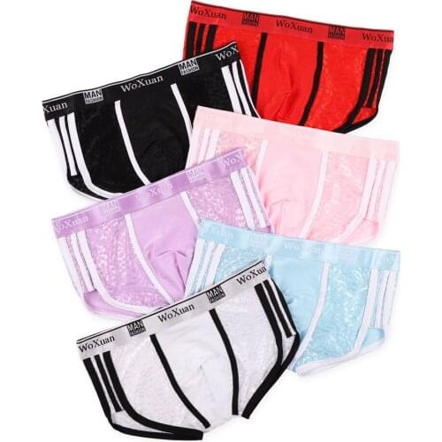 2021 Mens Underwear Boxers Designed Lace Patchwork Underpants Sexy Penis Pouch Boxershorts Comfortable Men Lingerie Shorts Neu