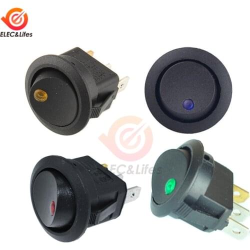 3-Pin Cat Eye Round Rocker Switch AC 250V 6A/ AC 125V 10A car Waterproof SPST ON-OFF Switch LED Dot Light Red/Blue/Green/Yellow