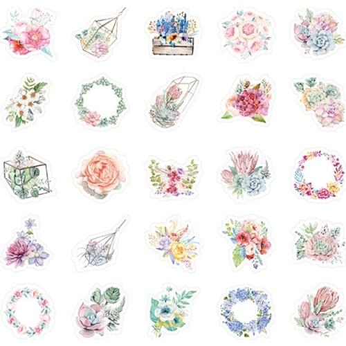 45 pcs /Box Language of Flowers Decorative Stickers Scrapbooking DIY Diary Album Stick Label