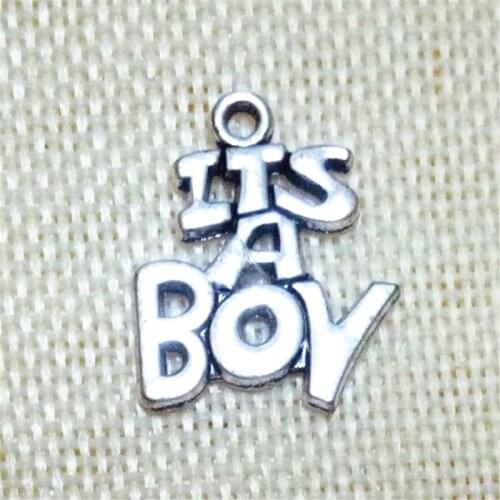 50pcs Tiny ITS A BOY pendant charms jewelry accessary 19*20MM