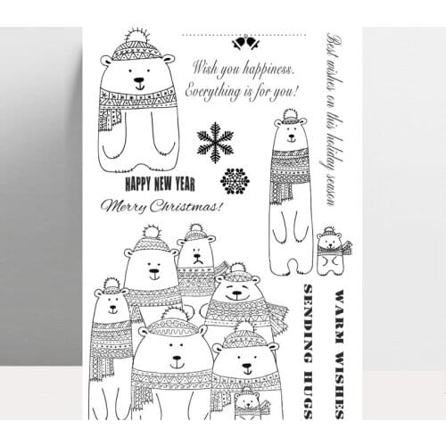 AZSG Snow / Cartoon Bear Clear Stamps For DIY Scrapbooking/Card Making/Album Decorative Silicone Stamp Crafts