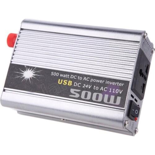 Free shipping voltage transformer modified sine wave USB charger DC 24V to AC 110V 500w car power inverter converter