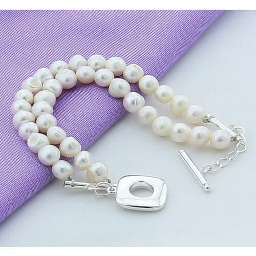 Luxury Brand New 925 Silver Charm Bracelet Fashion Natural Freshwater Pearl Bracelet Women Female Best Gift