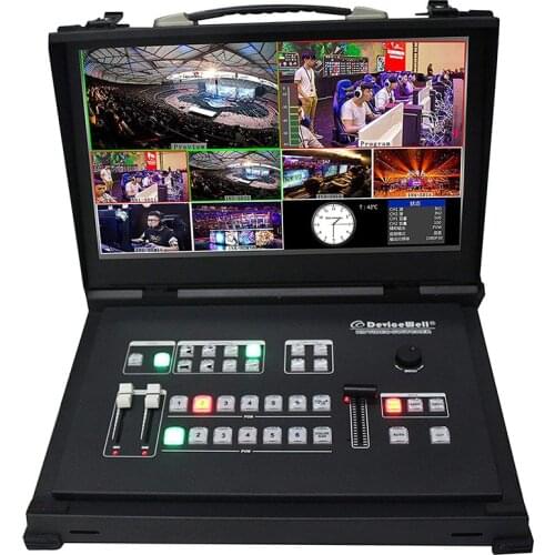 DeviceWell HDS9106 Guide Switcher SDI HDMI Portable New Media Live Broadcasts Video Switcher 15.6" Monitor
