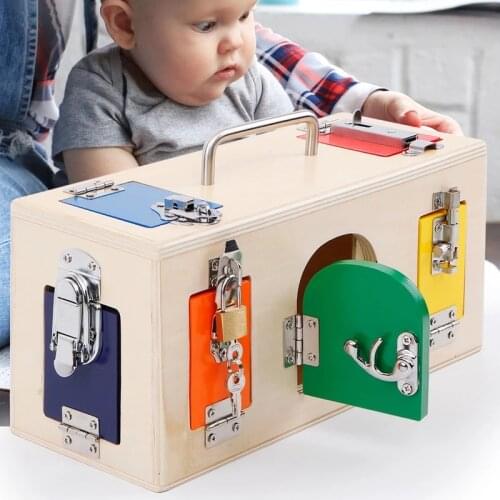 Montessori Busy Board Cube Toys For Kids Diy Lock Box Wooden Early Educational Baby Sensory Preschool Training Game Children Toy