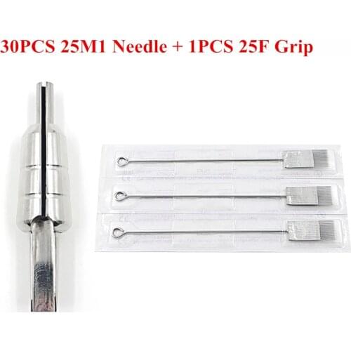 EZ 30 pc Magnum Tattoo Needles 25M1 with 1 pcs 316 Stainless Steel Magnem bullet tubes 25F Tattoo Grip tattoo supply 1 set/lot