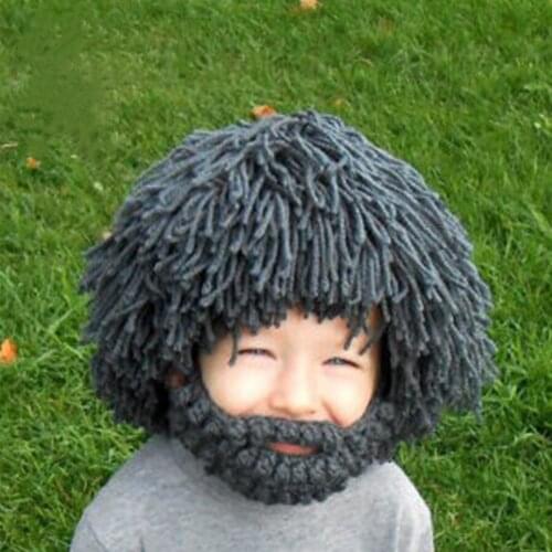 Halloween hat Explosive knitted hats for men women handmade autumn winter bearded creative wool hat wild man hat Christmas hat