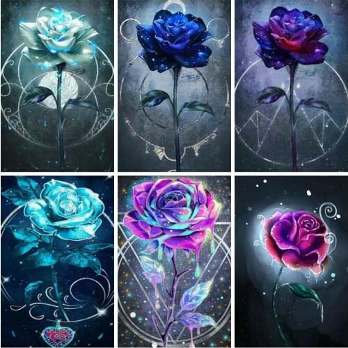 Huacan 5D Diamond Painting New Square Rhinestones Rose Diamond Mosaic Embroidery Flower Modular Pictures Home Decoration