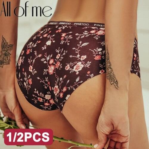 1/2PCS Set Women Panties Sexy Lingerie Seamless Underwear Floral Female Underpants Intimates Panties Solid Color Finetoo Briefs