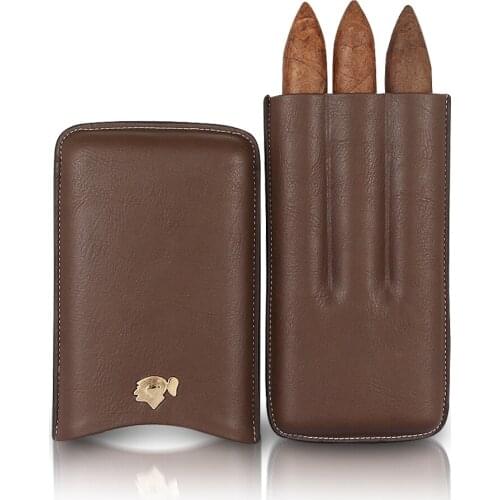 COHIBA Leather Cigar Case Portable Travel Humidor Box Pocket 3 Tube Holder Cigar Humidor Box Storage For COHIBA Cigars