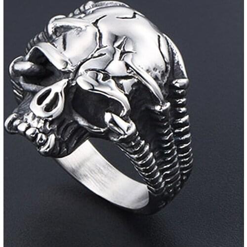 Cool Gothic Skull Ring Men Stainless Steel Dragon Claw Ring Fashion Male Punk Biker Jewelry Factory Price Drop Shipping