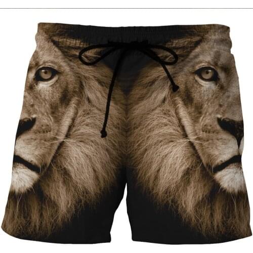 Hot Sales 3D Grey Brown Lion Print Mens Boys Summer Running Shorts S To 6xL Plus Size 2017 New Shorts For Men
