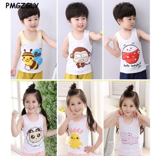 3pc/ lot Children Tanks girls Camisoles boy Underwears kids Cotton Waistcoats Vests 2 to 8 yrs Clothing Sleeveless T-Shirts