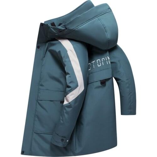 Fashion Winter Down Jacket Men Hooded Fur Collar Thicken Warm White Duck Down Coat Men Overcoat Long Puffer Jacket