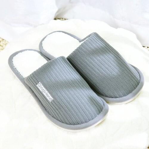 Soft Plush Cotton Striped Slippers Shoes Couple Unisex Non-Slip Floor Indoor Home Furry Slippers Women Shoes For Bedroom