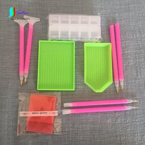 Diamond Storage Box,Red Glue Wax With Plate And 6 Stones Diamond Painting Tool Pen Kit S036P