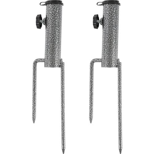 Set of 2 Beach Patio Umbrella Metal Anchor Stand Ground Insert Black