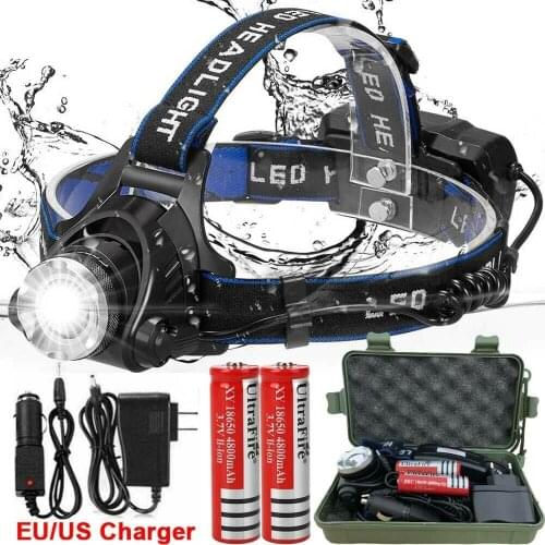Rechargeable Led Headlamp 5000LM Head Lamp Torch Headlights Lantern Waterproof Bulbs Xml T6 Lithium Ion Use 18650 Battery