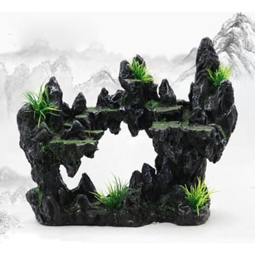Floating Aquarium Decorations, Artificial Moss Aquarium Stones Mountain Rock Ornaments For Fish Tank