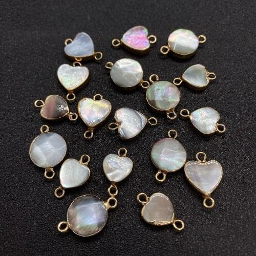 Natural Black Shell Pendant Love Heart Shaped Shell Double Hole Pendant for DIY Fashion Necklace Bracelet Jewelry Accessories