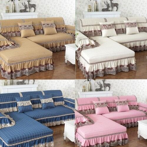 European Style Sofa Seat Living Room Four Seasons Universal Combination Linen Lace Fabric Non-slip Royal Sofa Sleeve Cover Towel