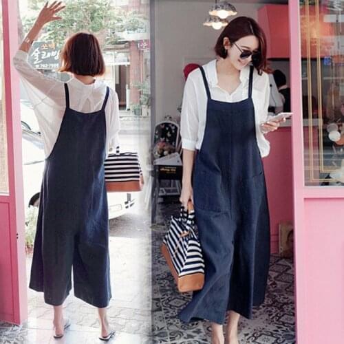 Casual Trousers Maternity Clothes Jumpsuits Summer Loose Wide-Legged Pants Plus Size Cotton And Linen Pregnant Women Overalls