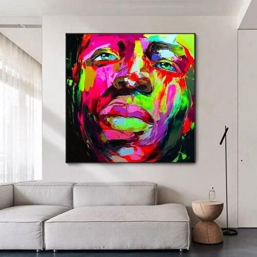 Professional Artist Handmade Painting on Canvas Nielly Francoise Abstract Portrait Man Face Oil Painting Wall Decor Painting