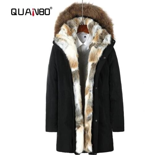 Mens and Womens Leisure Down Jacket 2020 Winter Thick Hood Detached Warm Waterproof Big Raccoon Fur Collar For -30 Degrees