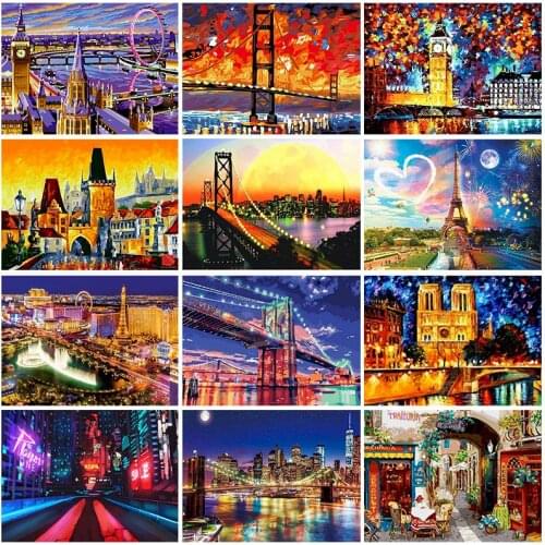 Gatyztory Frame Street Scenic DIY Painting By Numbers Abstract Landscape Canvas Drawing Acrylic Paint HandPainted Art Wall Decor