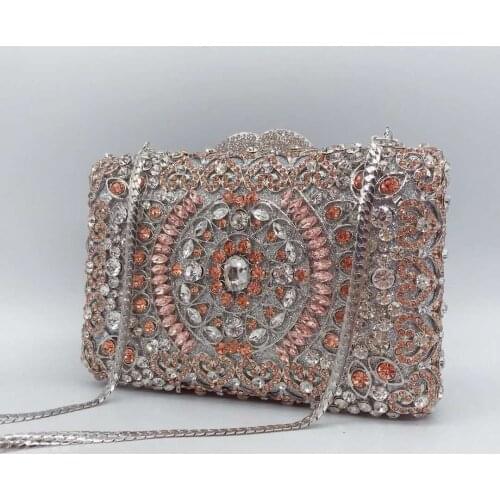 Pink/White Diamond Wedding Purse Elegant 100% Handmade Crossbody Handbags Large Capacity Lady Phone Clutches Mini Minaudiere Bag