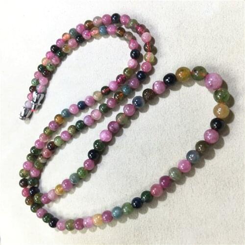 Tourmaline round multicolor 3-6mm necklace 18inch wholesale beads nature FPPJ woman 2018