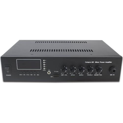 PA System 120123 60W, 100V, 70V Line, 4 Ohm Mixer Amplifier for Public Address with Bluetooth and USB Input