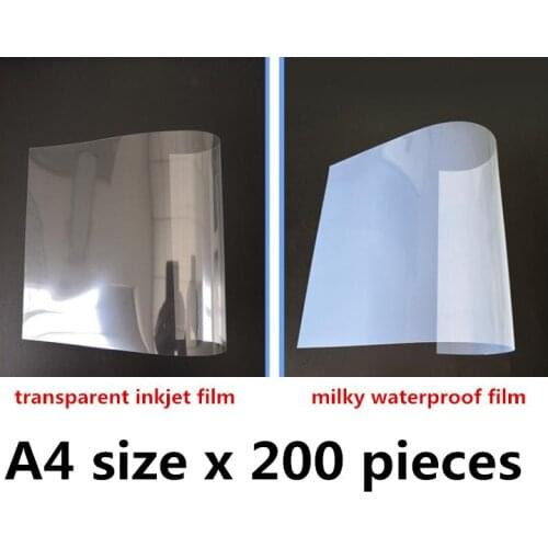 A4 size x200 pcs Waterproof Inkjet Films for Positive Screen Printing, Milky Clear Film for Textile Printing