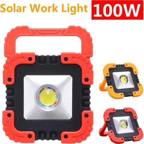100W USB Solar LED Work Light Rechargeable Outdoor Security Camping Floodlight For Home Supplies