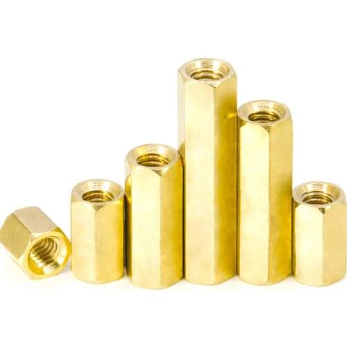 5pcs M6*1.0 Length 8/10/15/20/25/30/35/40/45/50m Female Hex Screw Brass PCB Standoffs Hexagonal Spacers