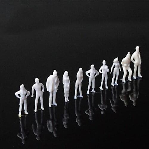 50 Pcs/set DIY Toys White Model People Figure 1:50 For Train Scale Mini Unpainted Passengers