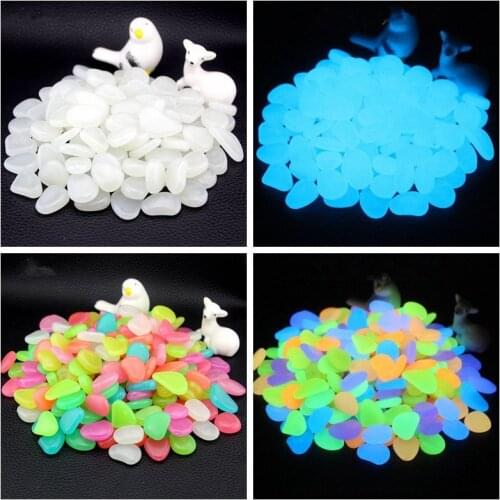 50PCS/Lot Glow In Dark Luminous Pebbles Stones Mini Gardening Decorations And Ornaments Stones For Fish Tank Water Wedding Decor