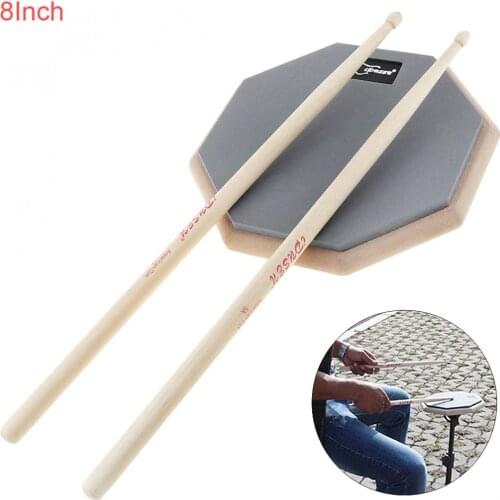 8 Inch Rubber Wooden Dumb Drum Practice Training Drum Pad Music Instruments with Drum Sticks and Drum Accessories