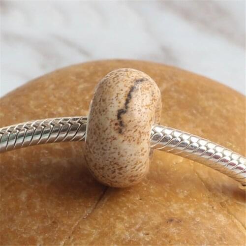 925 Sterling Silver Onyx Stone Charm Bead Fit European 3.5mm Bracelet Jewelry