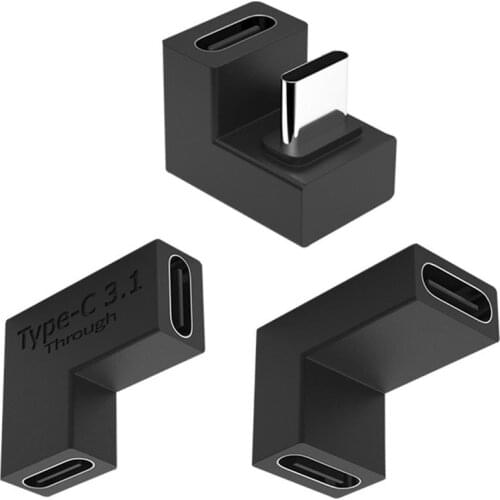 3 PCS USB C Adapters 90-Degree Elbow Adapters Support 10GBbps Rate USB C To USB C, Male To Female, New Type C Connector