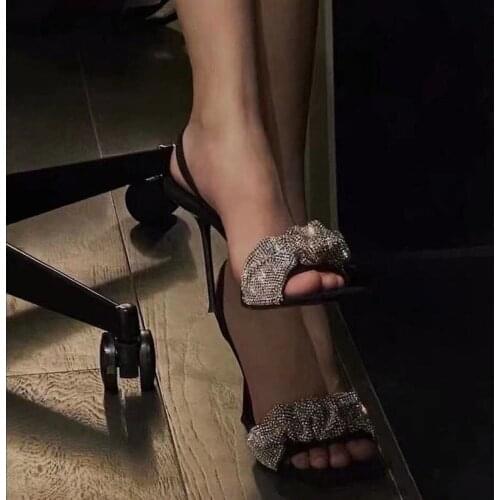 Wedding Sexy High Heels Sandals For Women Summer Bling Shoes Crystal Party Thin Heels Open Toe Mules Ladies Female Sandals