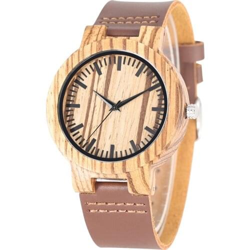 Wood Watch Men Quartz Genuine Leather Wristwatch Hot Fashion Minimalist Display Mens Watches Unique Wood Clock Male Gifts