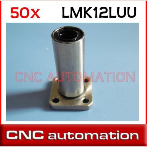50pcs LMK12LUU 12mm long square flange linear bearing for cnc rail guide