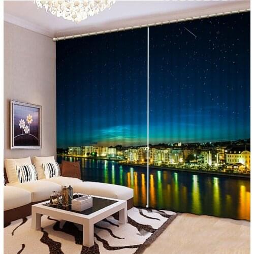 Home Curtains Modern night city views Blackout Bathroom Window Curtain For Living room Bedroom Sheer Curtains
