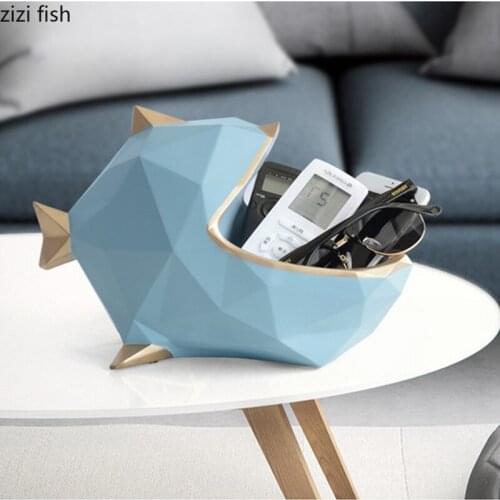 Geometric Fish Statue Decoration Resin Creative Animal Storage Box Decoration Accessories Furnishings Crafts Key Storage Tray