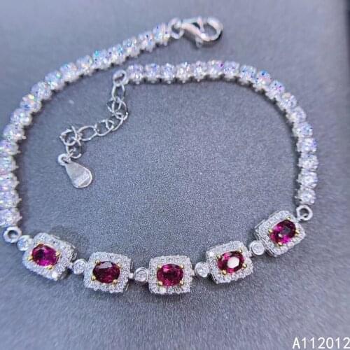 KJJEAXCMY fine jewelry S925 sterling silver inlaid natural Garnet new Girls classic hand Bracelet Support test Chinese style