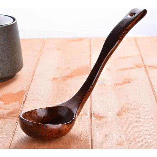 1Pc Wooden Deep Ladle Scoop Multi Wooden Cooking Spoon Reusable Kitchen Soup Porridge Spoon utensil Tool